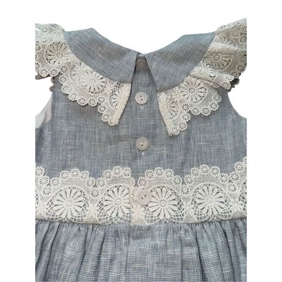 Bailey Boys Vintage Inspired Linen/Cotton Blend Dress With Delicate Lace Feature - Picture 8 of 12